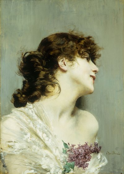 若い女性のプロフィール、 作： Giovanni Boldini
