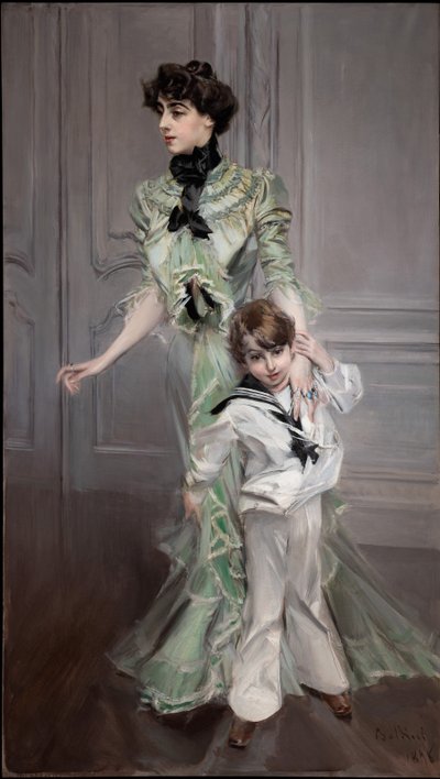 ヒューゴ夫人とその息子の肖像（1898年 作： Giovanni Boldini