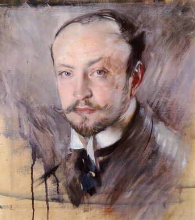ジョヴァンニ・ボルディーニ（1842-1931）の自画像（正面）、油彩・キャンバス 作： Giovanni Boldini