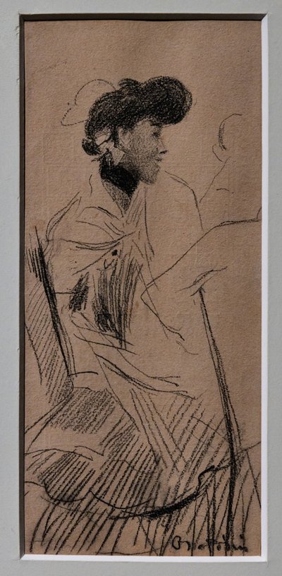 座っているエレガントな女性 作： Giovanni Boldini