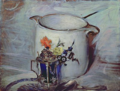 マスタードポットとピッチャーのある静物 作： Giovanni Boldini