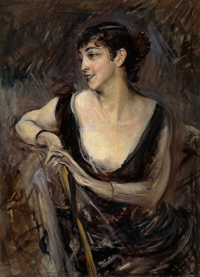 ジョヴァンニ・ボルディーニ（1842-1931）作「座っているデ・ラスティ伯爵夫人」油彩・キャンバス、1879年頃 作： Giovanni Boldini