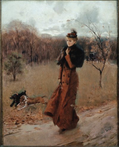 ナポリの公園への散歩」（油彩・キャンバス 作： Giovanni Boldini