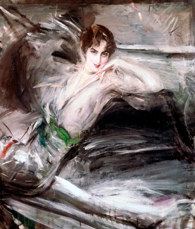 椅子に座った女性、c1860 作： Giovanni Boldini