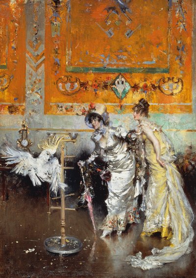 オウムを持つ女性 作： Giovanni Boldini
