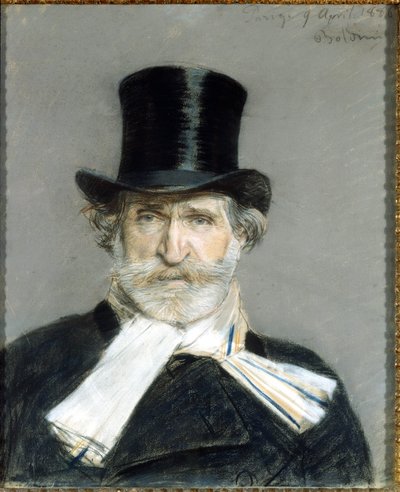 1886年、ジュゼッペ・ヴェルディの肖像。ジュゼッペ・ボルディーニ（1842-1931）のデッサン。ローマガレリア・ダルテ・モデルナ（Galleria D