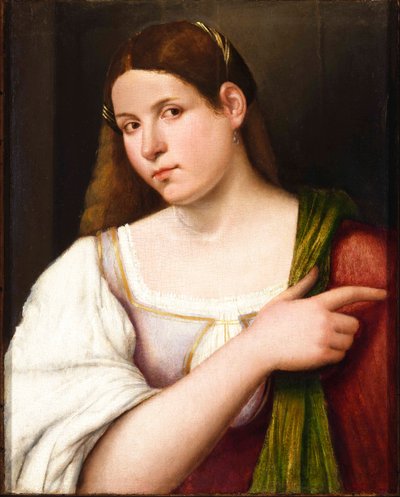 若い女性の肖像画。 作： Giovanni de Busi Cariani