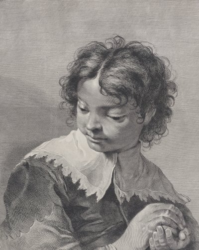 手に果物を持っているレースの首輪の少年、1743年. 作： Giovanni Cattini