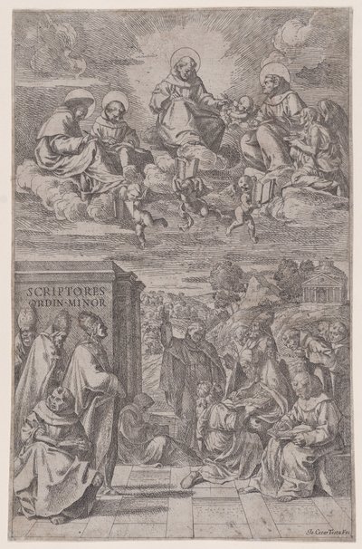 横書きの聖職者、上の天国の他の人、c1650。 作： Giovanni Cesare Testa