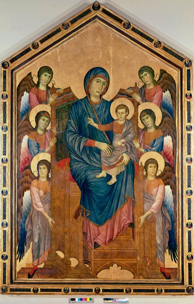 6人の天使に囲まれたマジェステの聖母子像（13世紀、木にテンペラ 作： Giovanni Cimabue