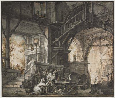 劇場の情景 1775-1776年頃（水彩、筆彩、グラファイト、グワッシュ） 作： Giovanni David