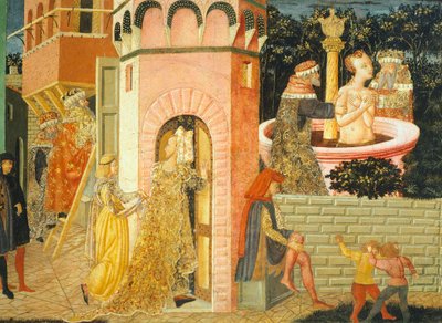 スザンヌの物語」1450年頃、ジョヴァンニ・ディ・セル・ジョヴァンニ（ロ・シェッジア）（1406-1486）が描いた胸像の右側、パネルにテンペラ、詳細 作： Giovanni Di Ser Giovanni Lo Scheggia Guidi