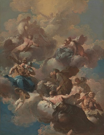天井のフレスコ画のスケッチ、c。 1740年。 作： Giovanni Domenico Ferretti da Imola