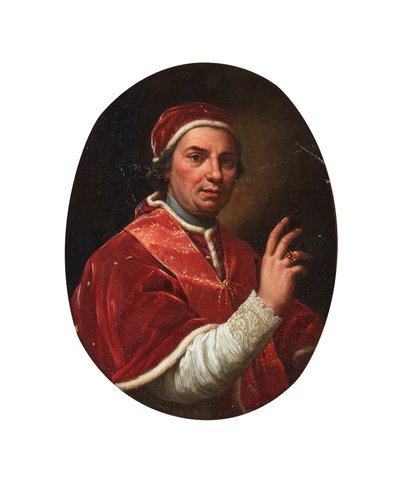 教皇クレメンス14世の肖像（銅に油彩） 作： Giovanni Domenico Porta
