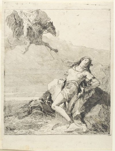 アンジェリカ 縛られ海の怪物に喰われそう 作： Giovanni Domenico Tiepolo