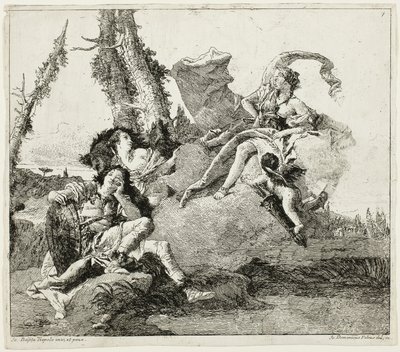 眠るリナルドに遭遇したアルミーダ 作： Giovanni Domenico Tiepolo