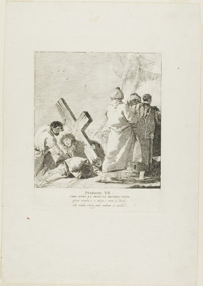 キリストは二度十字架の下に倒れる」（『十字架の歩み』より第7曲 作： Giovanni Domenico Tiepolo