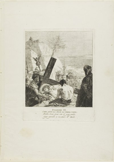 キリスト、三度目の十字架に倒れる」（『十字架の歩み』より第9曲 作： Giovanni Domenico Tiepolo