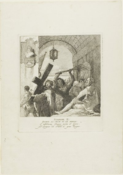 キリストは十字架を受け給う」（「十字架の歩み」より第2曲 作： Giovanni Domenico Tiepolo