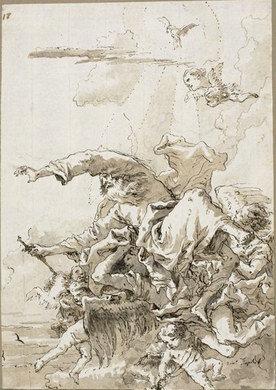 雲の中の天使に支えられた父なる神 II 作： Giovanni Domenico Tiepolo