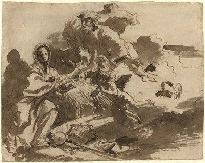 マドンナと子供を崇拝する父なる神と天使 [直訳] 作： Giovanni Domenico Tiepolo