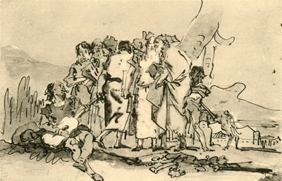 18世紀半ばから後半にかけての老若男女のグループ、1928年 作： Giovanni Domenico Tiepolo