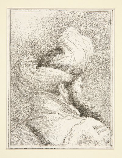 シリーズRaccolta di Teste、Libro Secondoからのトルコ人の頭（頭のコレクション、第2巻） 作： Giovanni Domenico Tiepolo