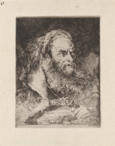 Raccolta di Teste (コレクションの頭) からの東洋の頭、手にある本 作： Giovanni Domenico Tiepolo