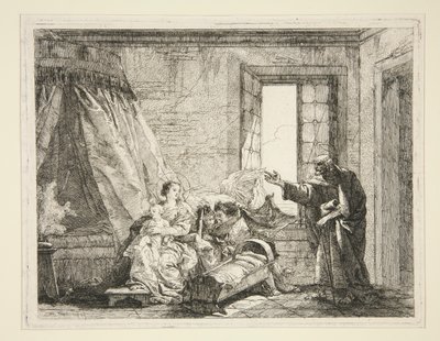 ジョセフはメアリーに去る命令を発表します, シリーズ Idee pittoresche sopra la fuga in Egitto (Flight into Egypt) から 作： Giovanni Domenico Tiepolo
