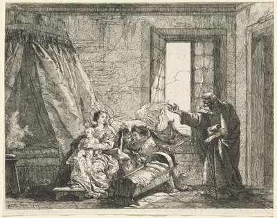 ジョセフはメアリーに逃げるようにとの神の命令を伝える 作： Giovanni Domenico Tiepolo