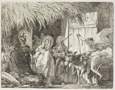 『避難所を求めるヨセフとマリア』、『エジプトへの逃避』のプレート 5 作： Giovanni Domenico Tiepolo