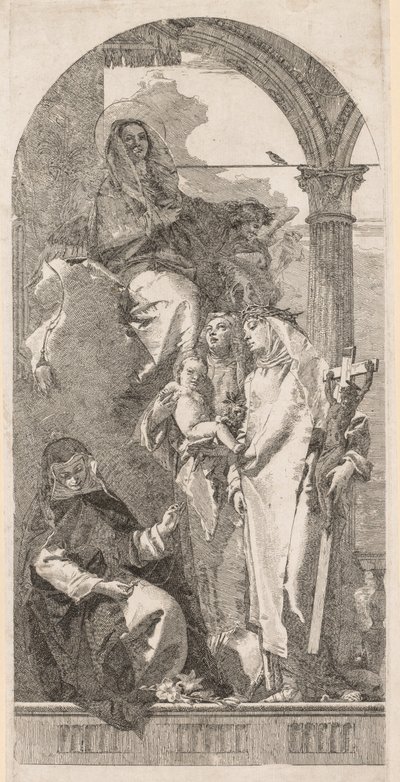 聖人アグネス、キャサリン、ローザとマドンナ。 作： Giovanni Domenico Tiepolo