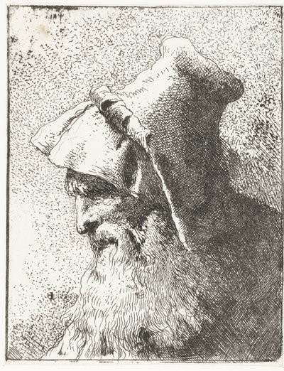 ひげと帽子の男 頭のコレクション（シリーズタイトル） Raccolta di Teste (シリーズタイトル) 作： Giovanni Domenico Tiepolo
