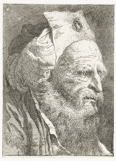 つばを折り返した帽子の男 頭のコレクション（シリーズタイトル） Raccolta di Teste (シリーズタイトル) 作： Giovanni Domenico Tiepolo