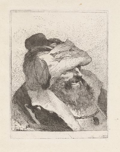 Raccolta di Teste（頭のコレクション）より、額に帽子をかぶった老人 作： Giovanni Domenico Tiepolo