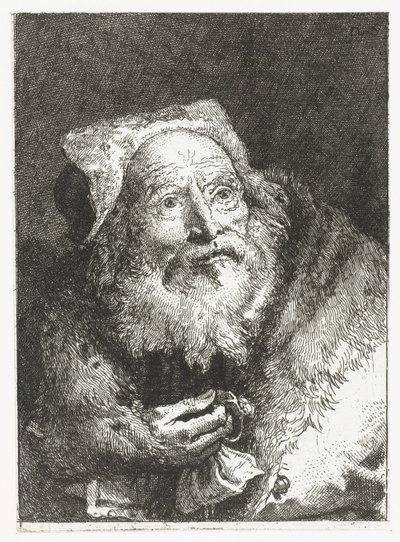 手にブレスレットを持つ老人 頭のコレクション（シリーズタイトル） Raccolta di Teste (シリーズタイトル) 作： Giovanni Domenico Tiepolo