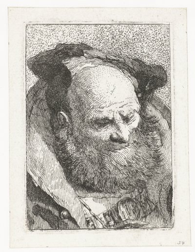 あごひげを生やした老人 頭のコレクション（シリーズタイトル） Raccolta di Teste (シリーズタイトル) 作： Giovanni Domenico Tiepolo