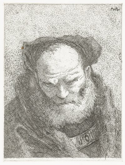 あごひげと頭を下げた老人 頭のコレクション（シリーズタイトル） Raccolta di Teste (シリーズタイトル) 作： Giovanni Domenico Tiepolo