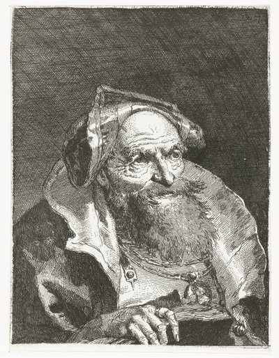 チェーンと本を持つ老人 頭のコレクション（シリーズタイトル） Raccolta di Teste (シリーズタイトル) 作： Giovanni Domenico Tiepolo