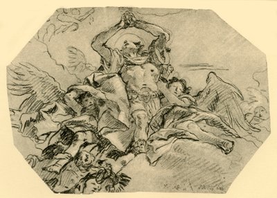 天使に囲まれた祈りの聖者、1762年、1928年 作： Giovanni Domenico Tiepolo