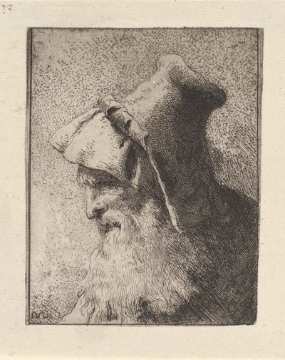 Raccolta di Teste（頭のコレクション）からの、ひげを生やした老人の横顔 作： Giovanni Domenico Tiepolo