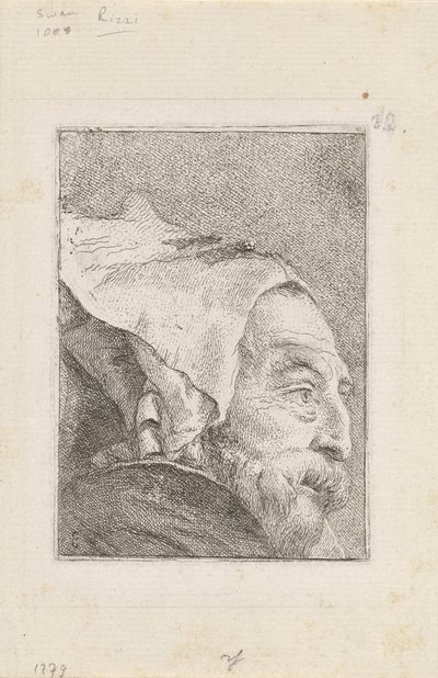 Raccolta di Teste（頭のコレクション）からの老人のプロフィール 作： Giovanni Domenico Tiepolo