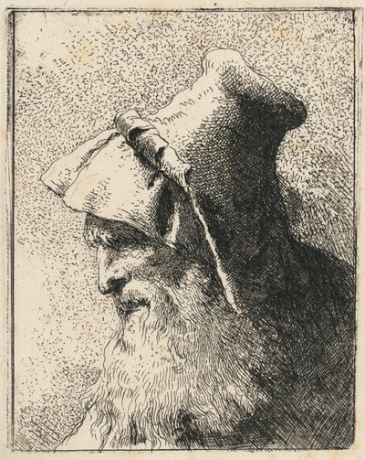 あごひげを生やした老人の横顔 作： Giovanni Domenico Tiepolo