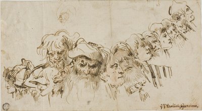 男性頭部のスケッチ（レクト）；王妃とページ（裏面） 作： Giovanni Domenico Tiepolo