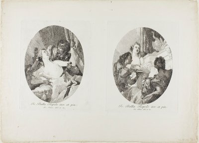 タルクィンとルクレティアとクレオパトラが贈り物を授かる 作： Giovanni Domenico Tiepolo