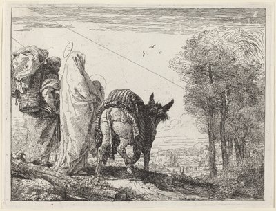 左の聖家族との逃走 作： Giovanni Domenico Tiepolo