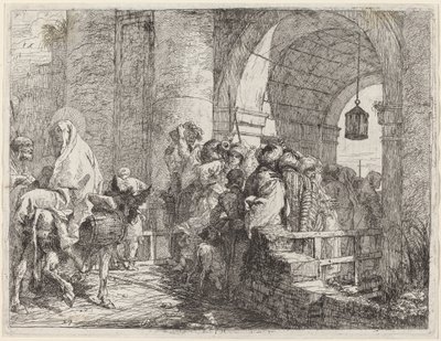 城門に到着した聖家族 作： Giovanni Domenico Tiepolo