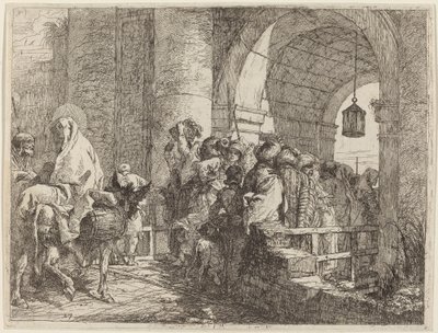 城門に到着した聖家族 作： Giovanni Domenico Tiepolo
