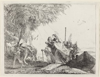 下船する聖家族 作： Giovanni Domenico Tiepolo