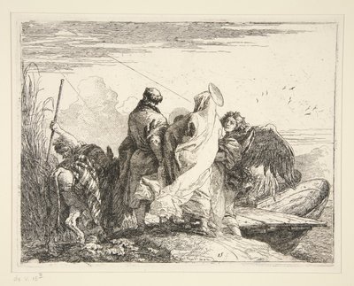 シリーズ Idee pittoresche sulla fuga in Egitto (Flight into Egypt) より、川沿いの聖家族 作： Giovanni Domenico Tiepolo